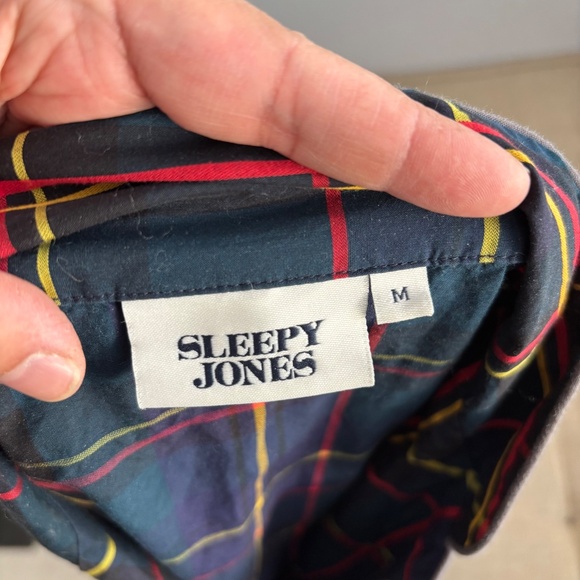 Sleepy Jones Marina Pajama Set in Holiday Navy Plaid - Size Medium - Picture 8 of 10